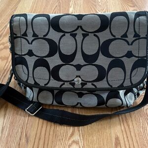 COACH Black and Gray Messenger Bag
